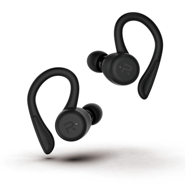 RunBuds Air black earphones side angle